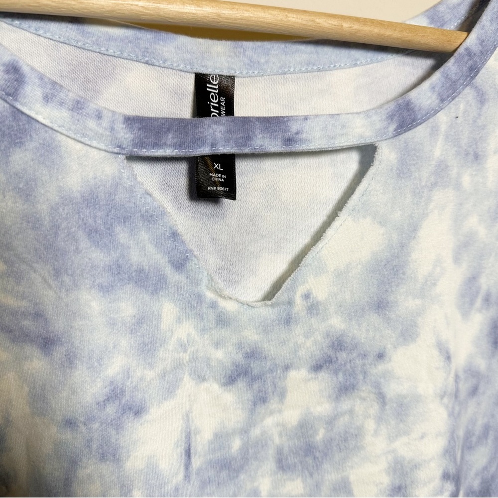Ambrielle Sleepwear Blue and White Tie Dye Sleep Dress - Picture 4 of 6